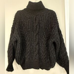 Black Cable Knit Women's Sweater